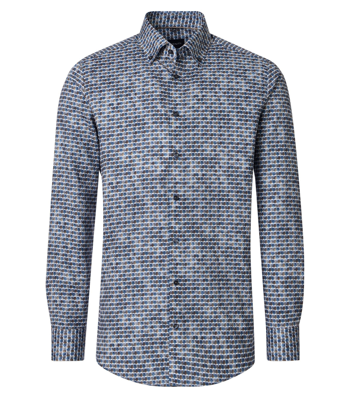 Overhemd Button Down Print Blauw/Bruin