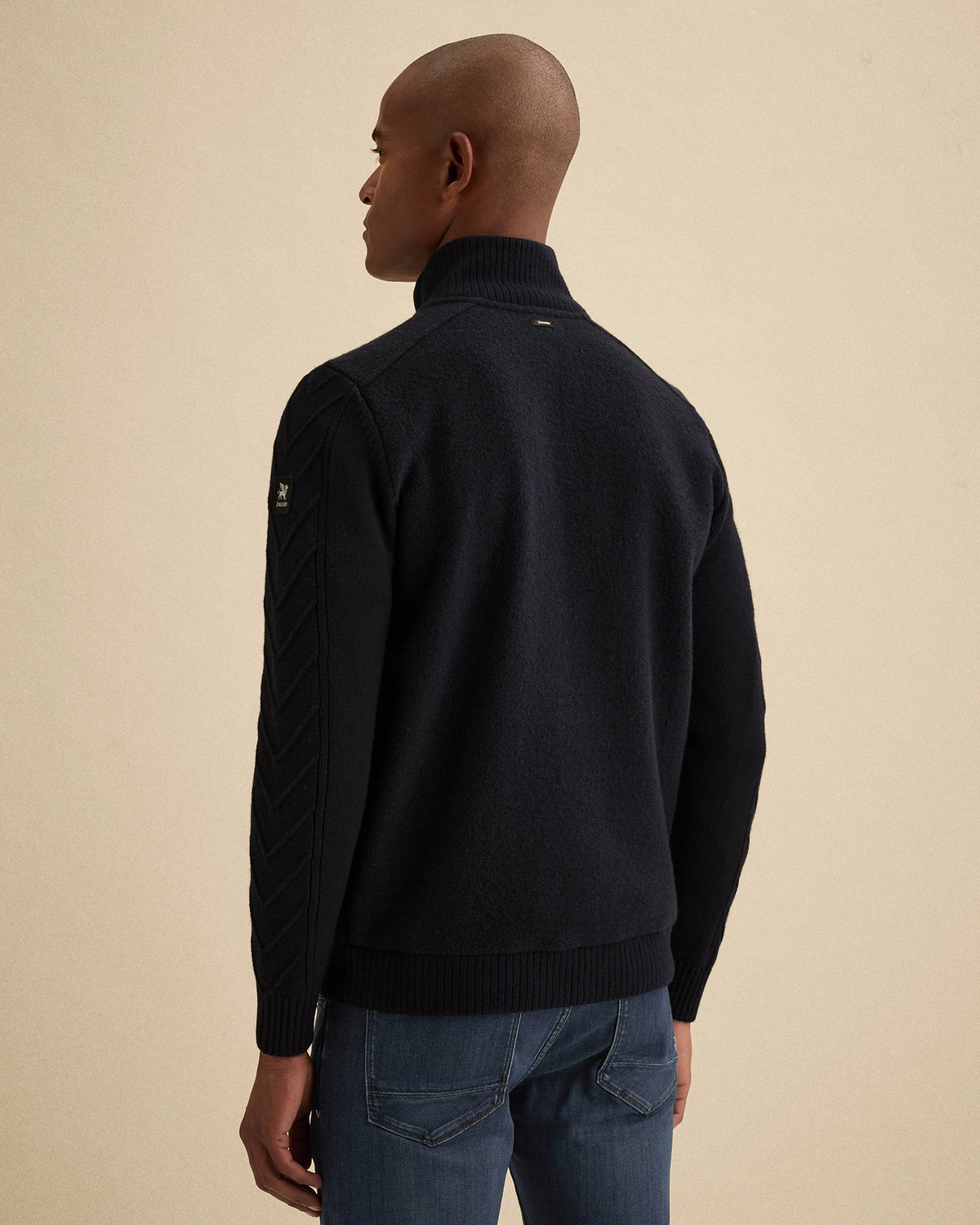Vanguard vest marineblauw met hoge kraag en ritssluiting