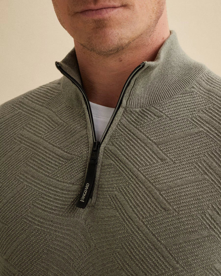 Half Zip Trui Structuur Groen