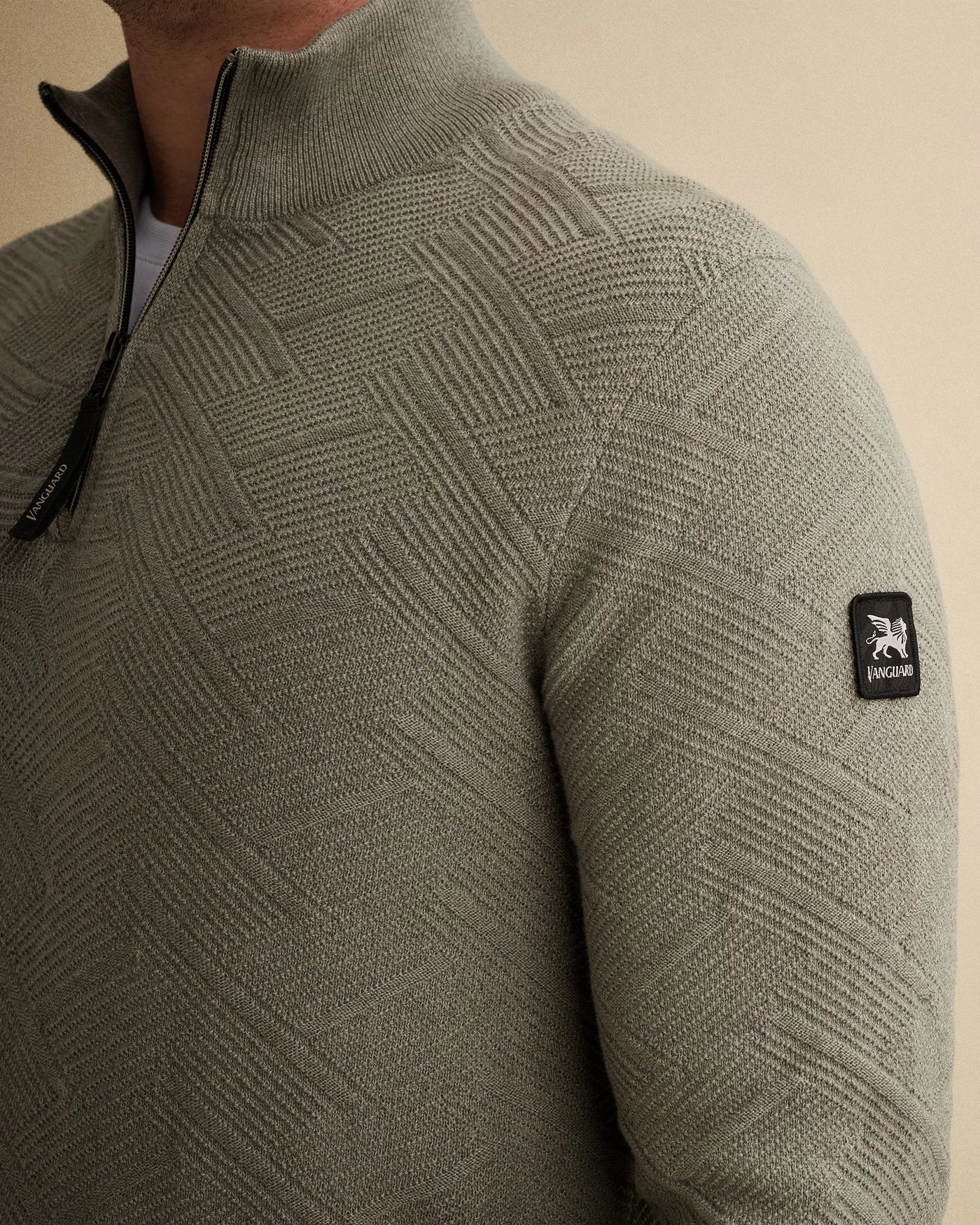 Half Zip Trui Structuur Groen