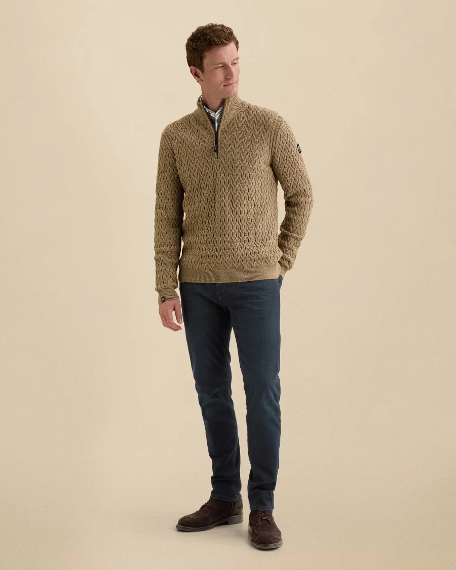 Half Zip Trui Wolblend Beige