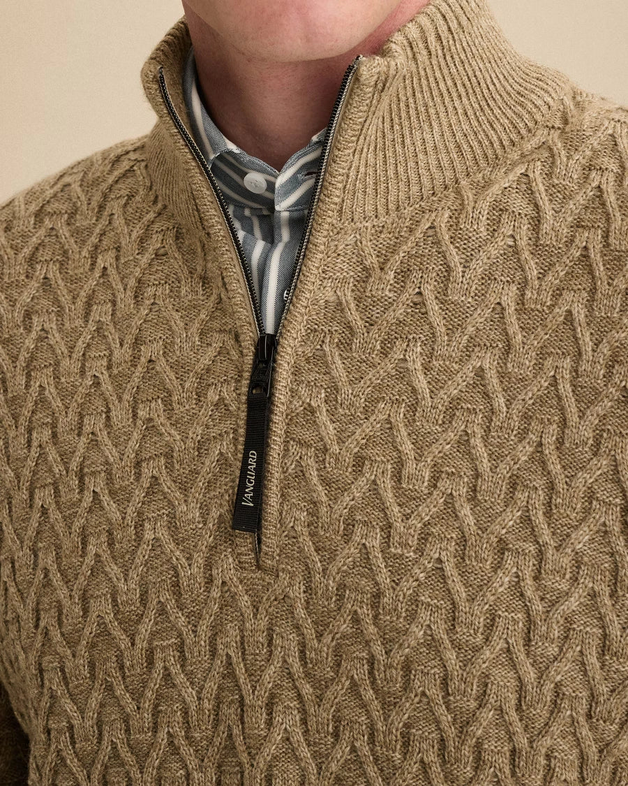 Half Zip Trui Wolblend Beige