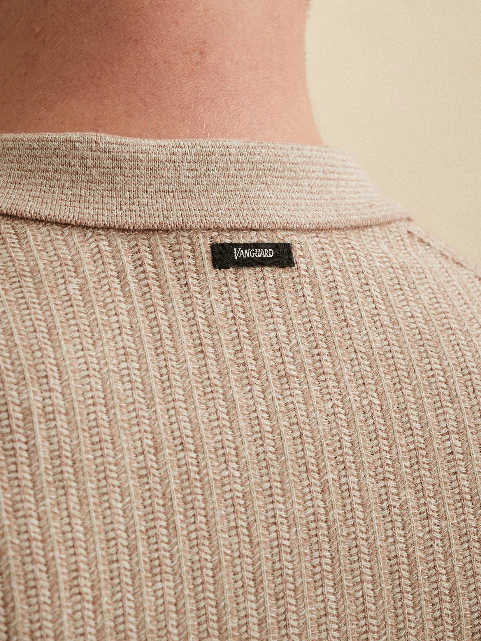 Gebreide Polo Korte Mouw Beige Bruin