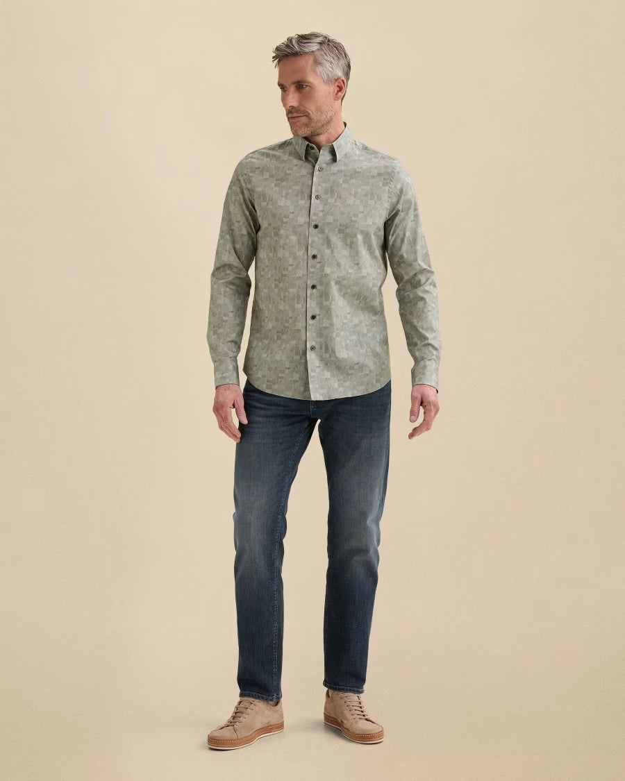 Overhemd Print Poplin Groen