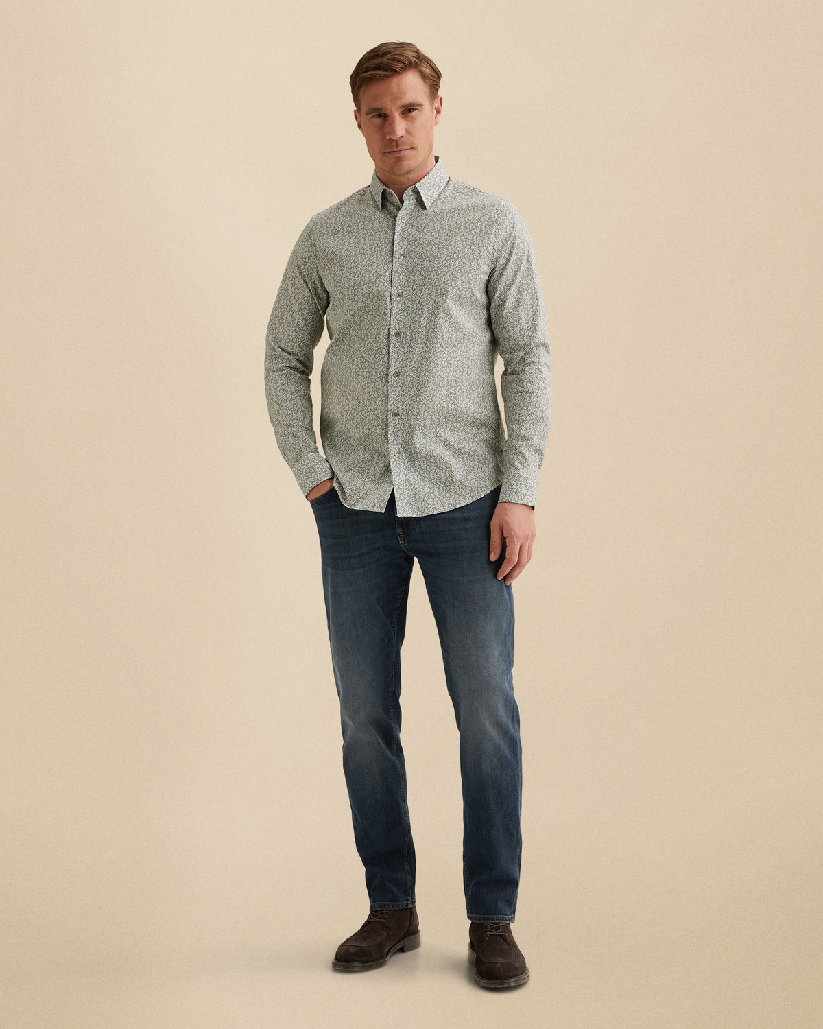 Vanguard overhemd wit met allover print