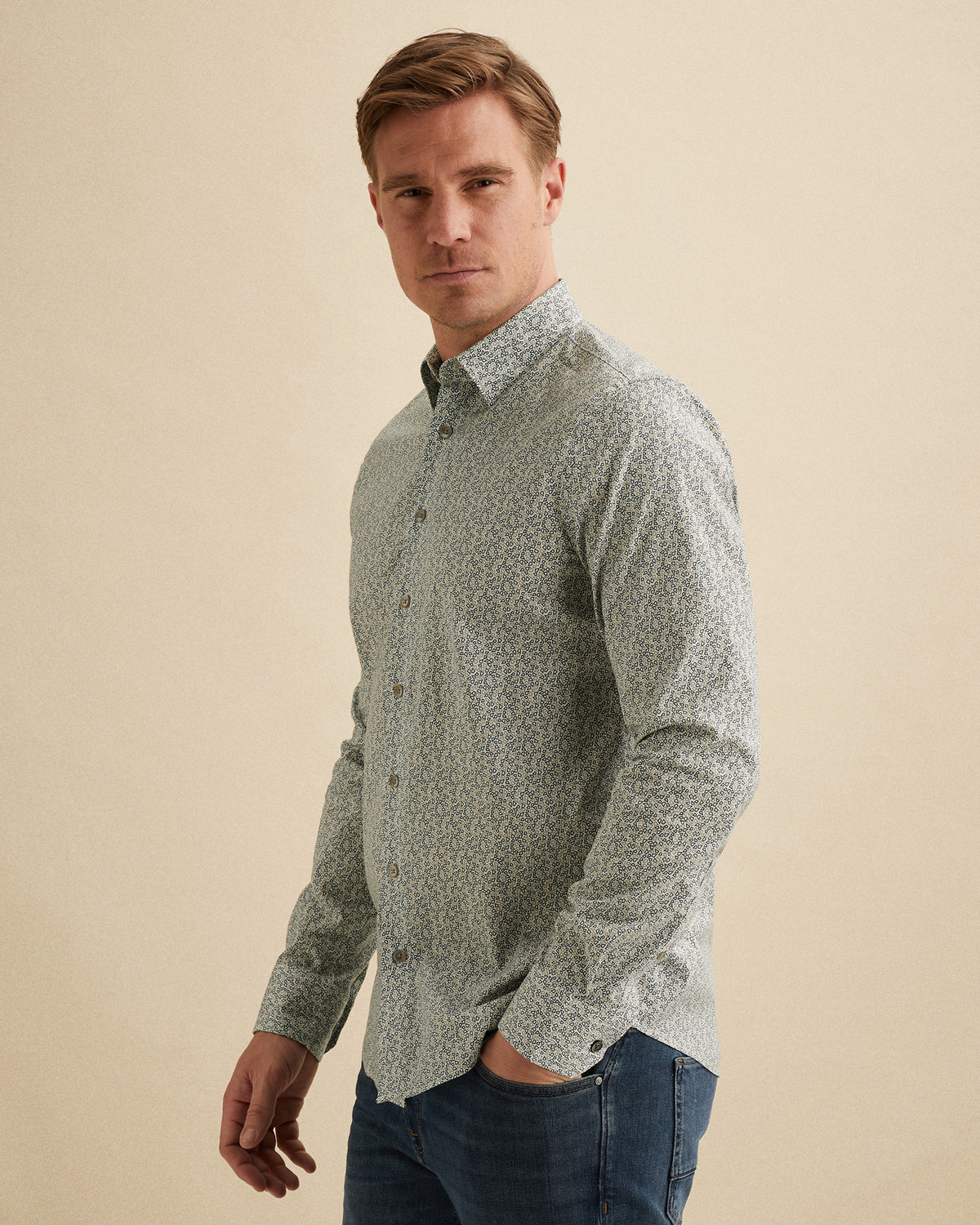 Vanguard overhemd wit met allover print