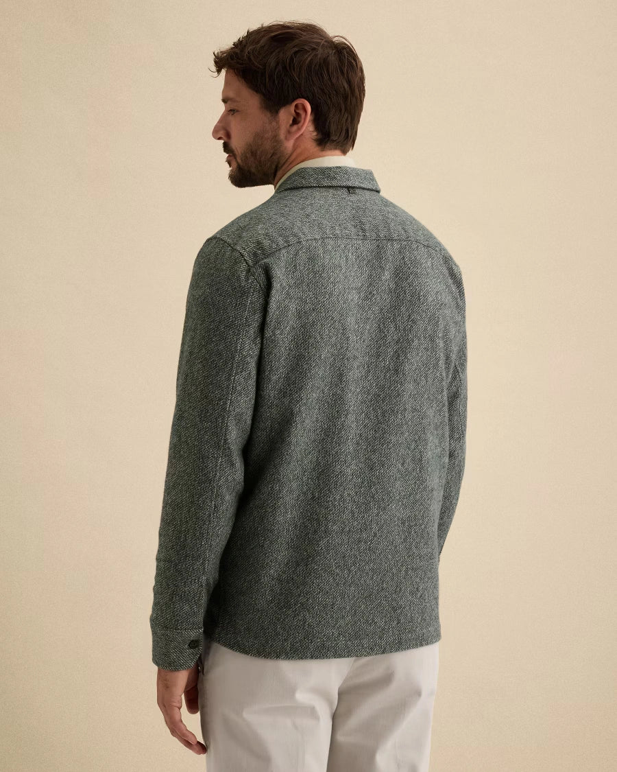 Overshirt Brushed Mouliné Donkergroen
