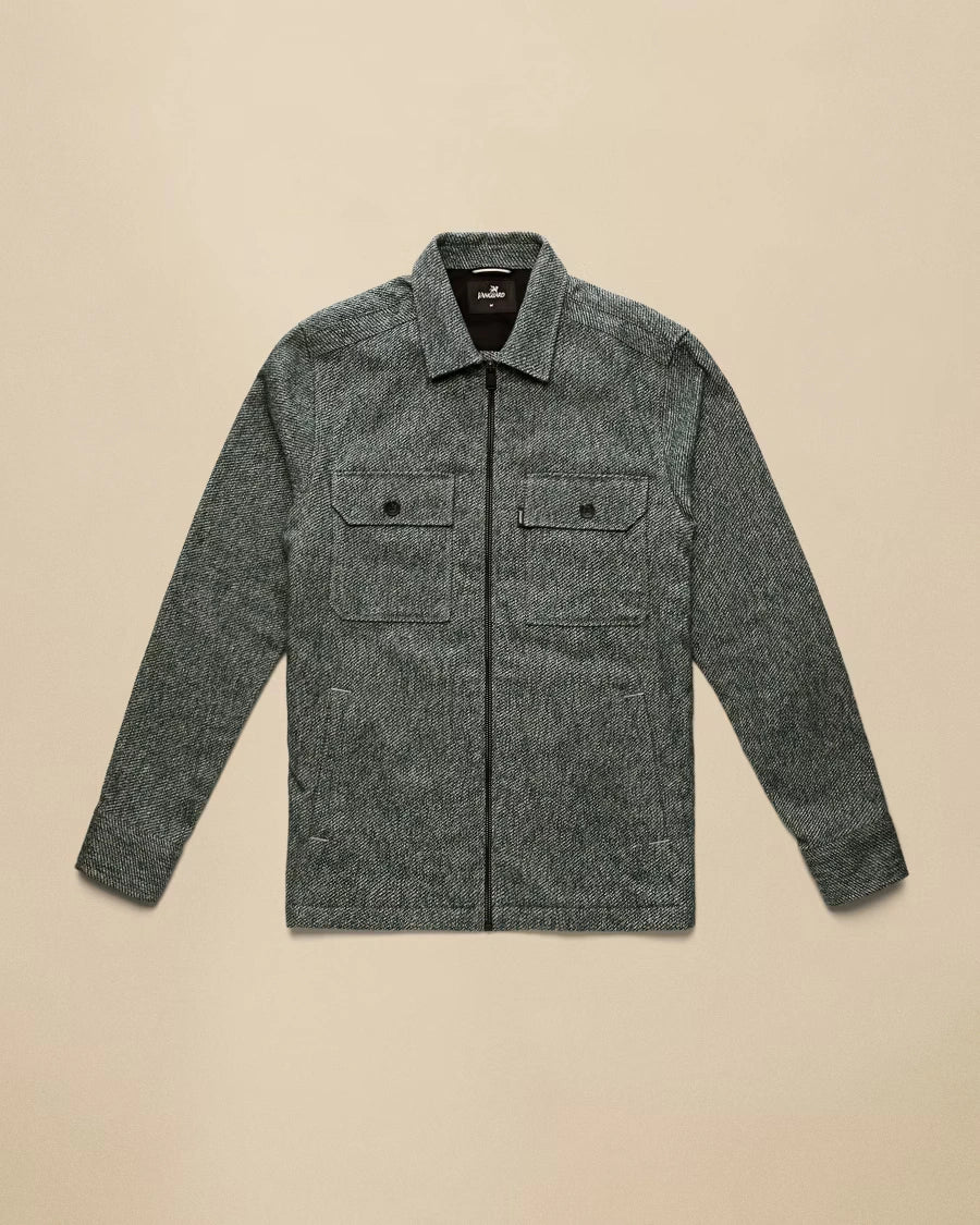 Overshirt Brushed Mouliné Donkergroen