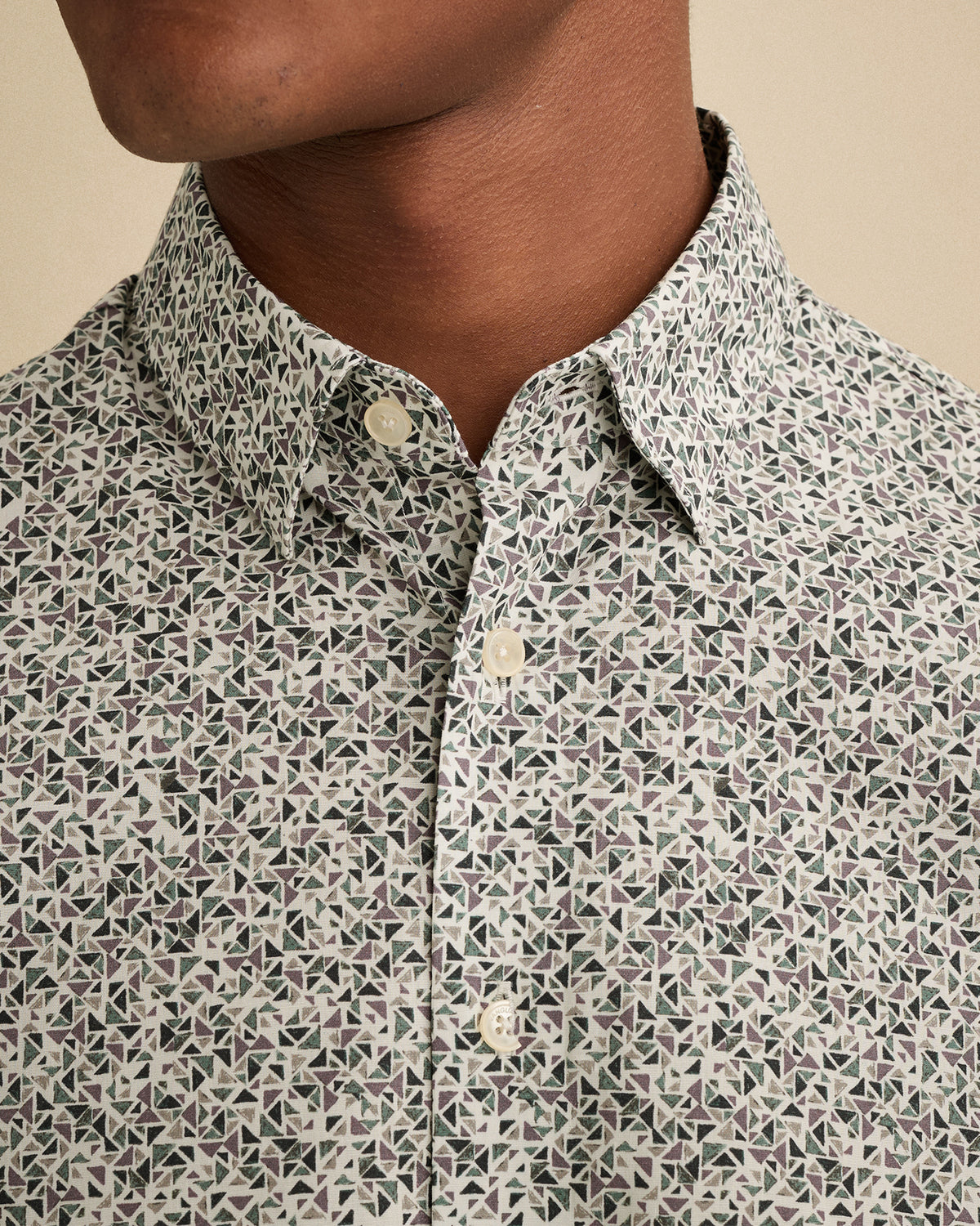 Vanguard overhemd wit met stretch en allover print