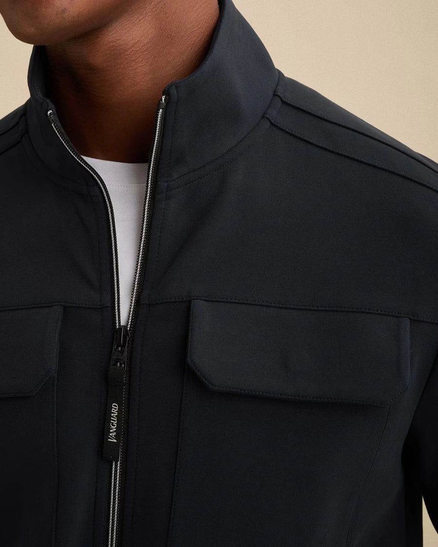 Sweat Jacket Rits Borstzakken Donkerblauw