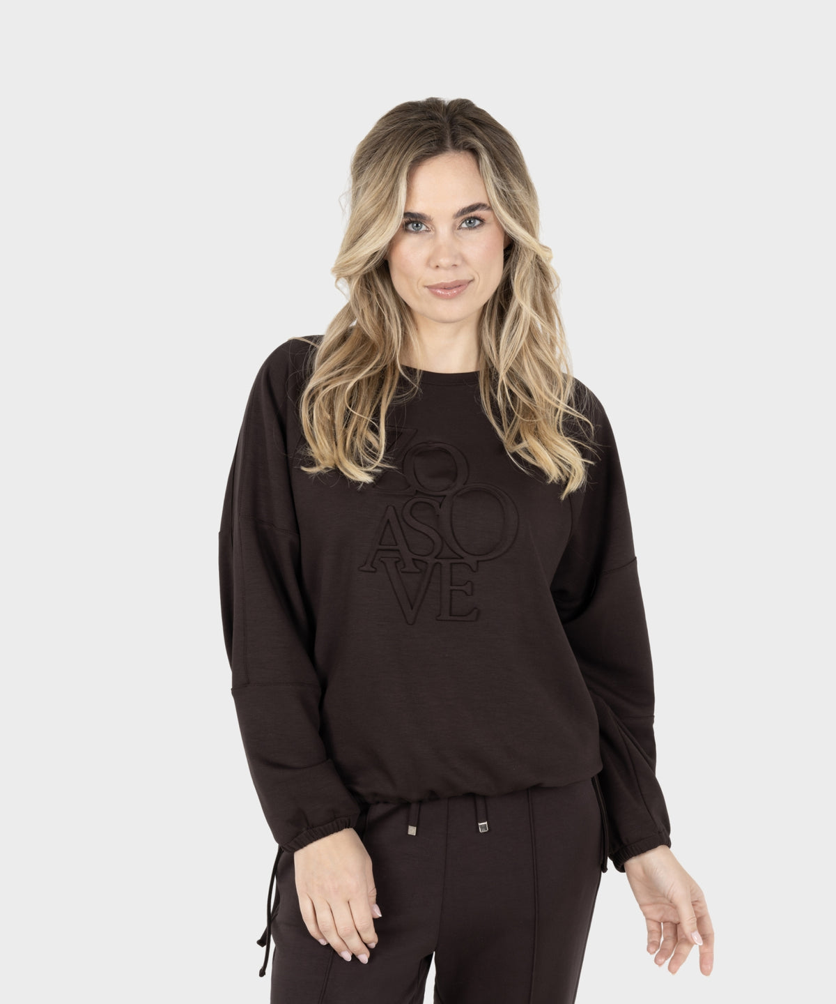 Vivian Sweater Logoprint Donkerbruin