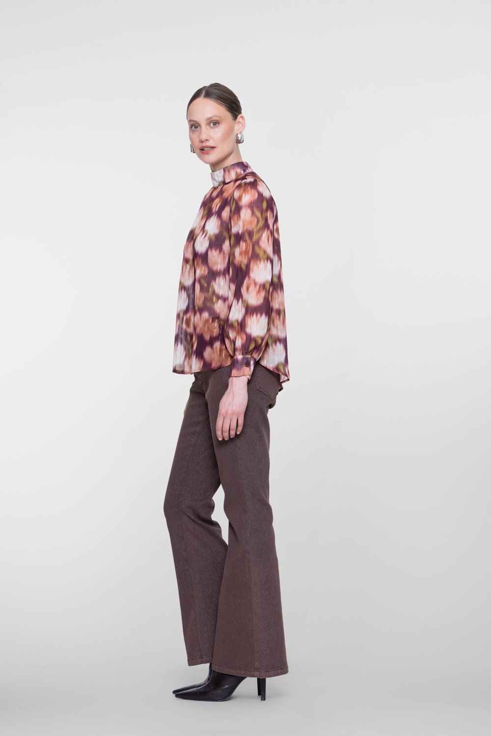 Blouse Bloemenprint Cassis/Orange - Castelijn mode