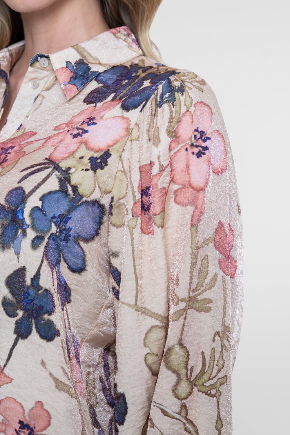 Blouse Bloemenprint Sand/Olive - Castelijn mode