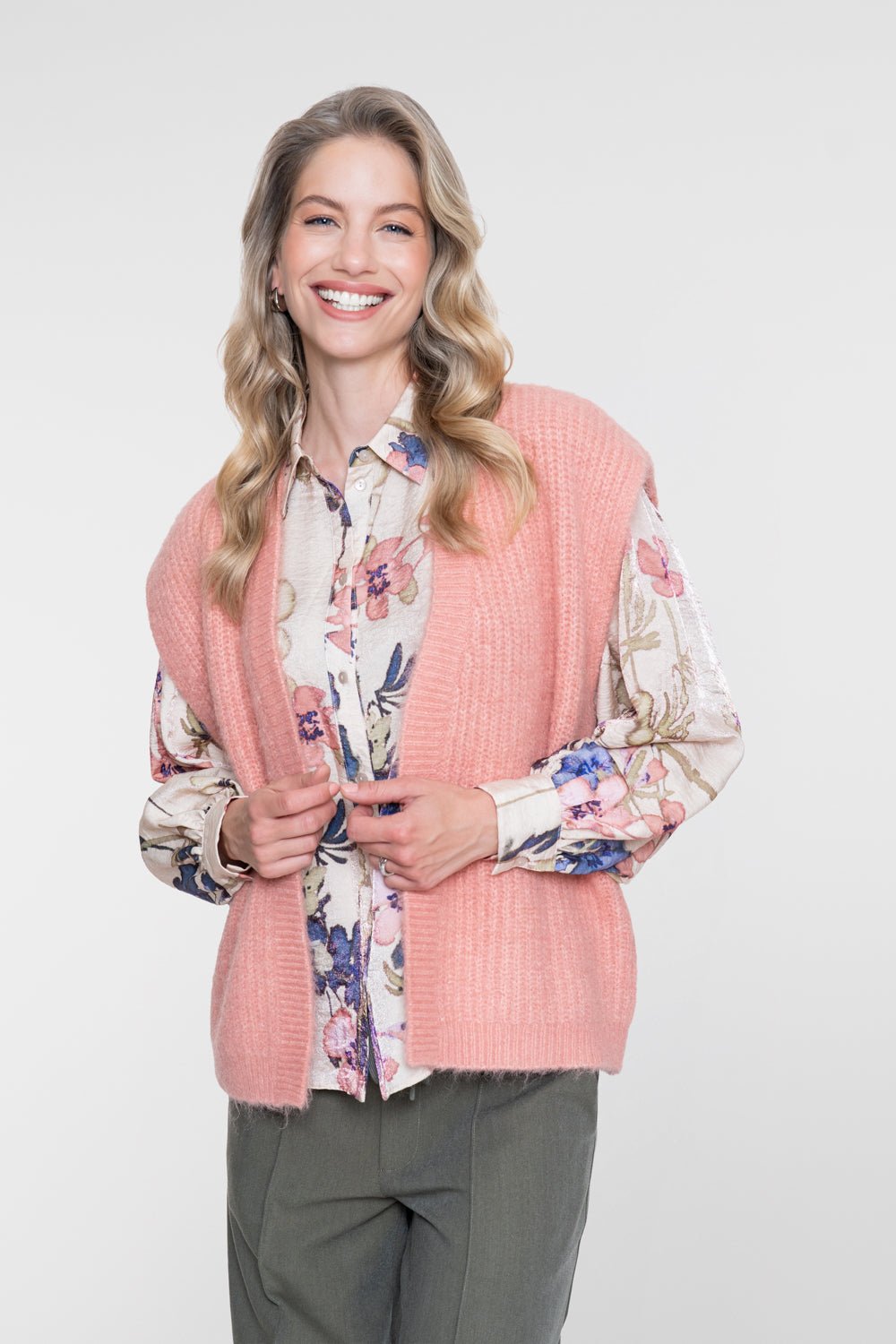 Blouse Bloemenprint Sand/Olive - Castelijn mode
