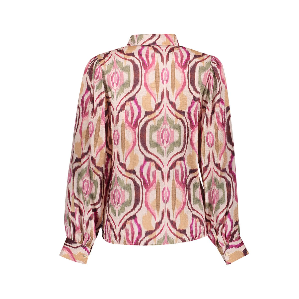 Blouse Ikatprint Sand/Burgundy - Castelijn mode