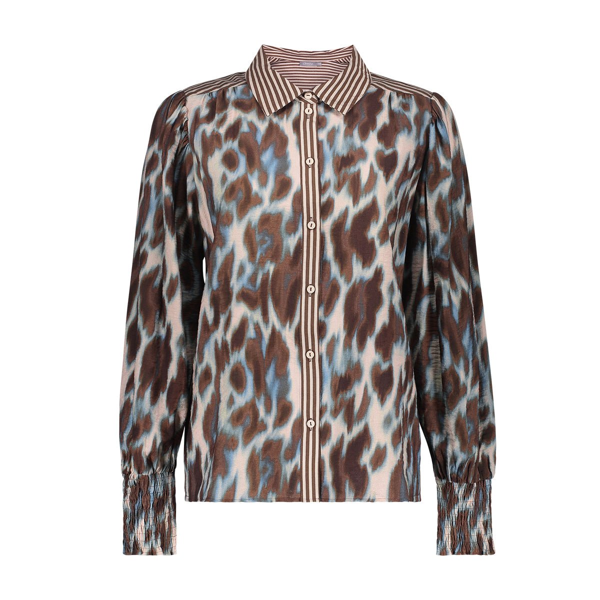 Blouse Luipaardprint Blauw/Bruin - Castelijn mode