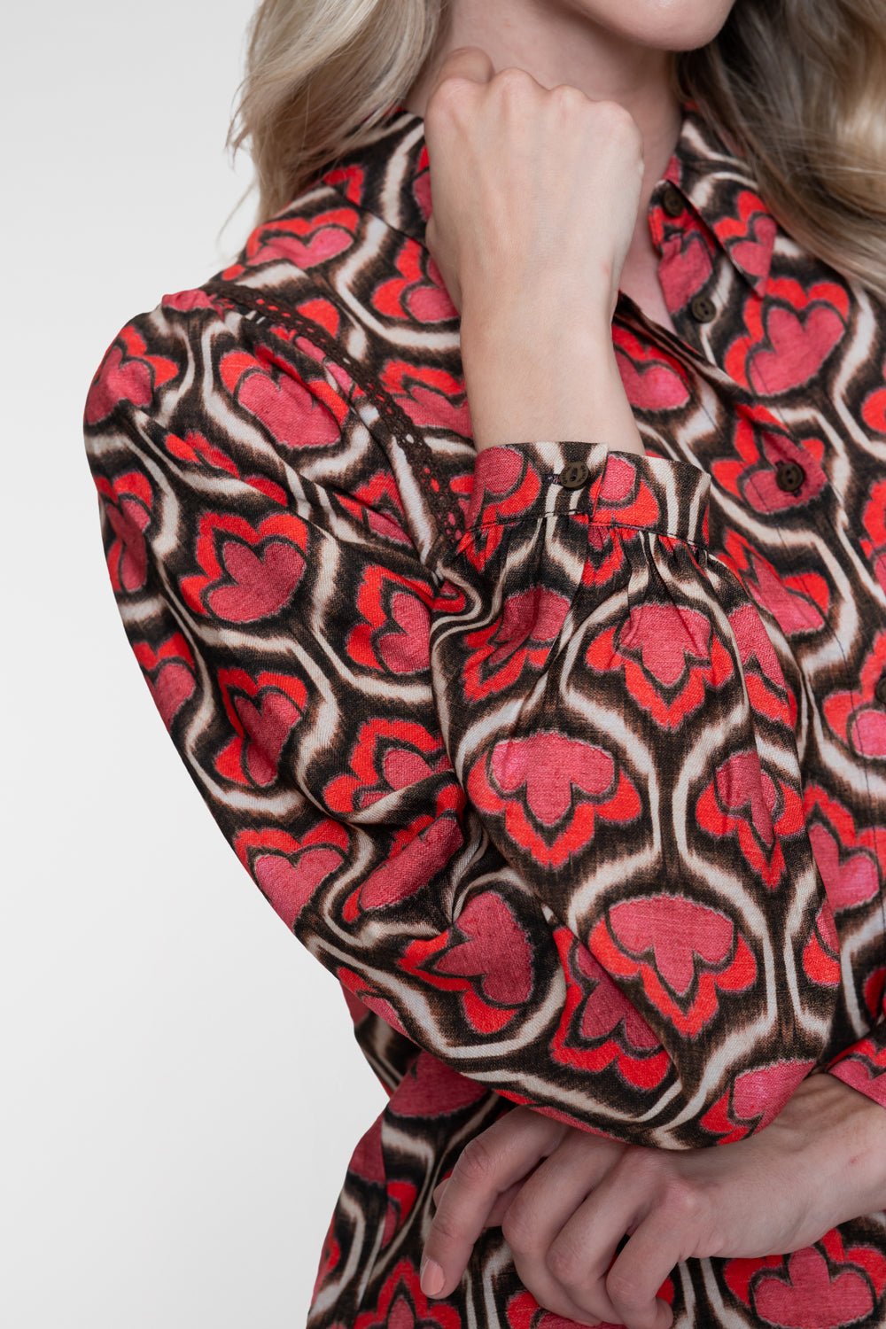 Blouse Retroprint Red/Brown - Castelijn mode