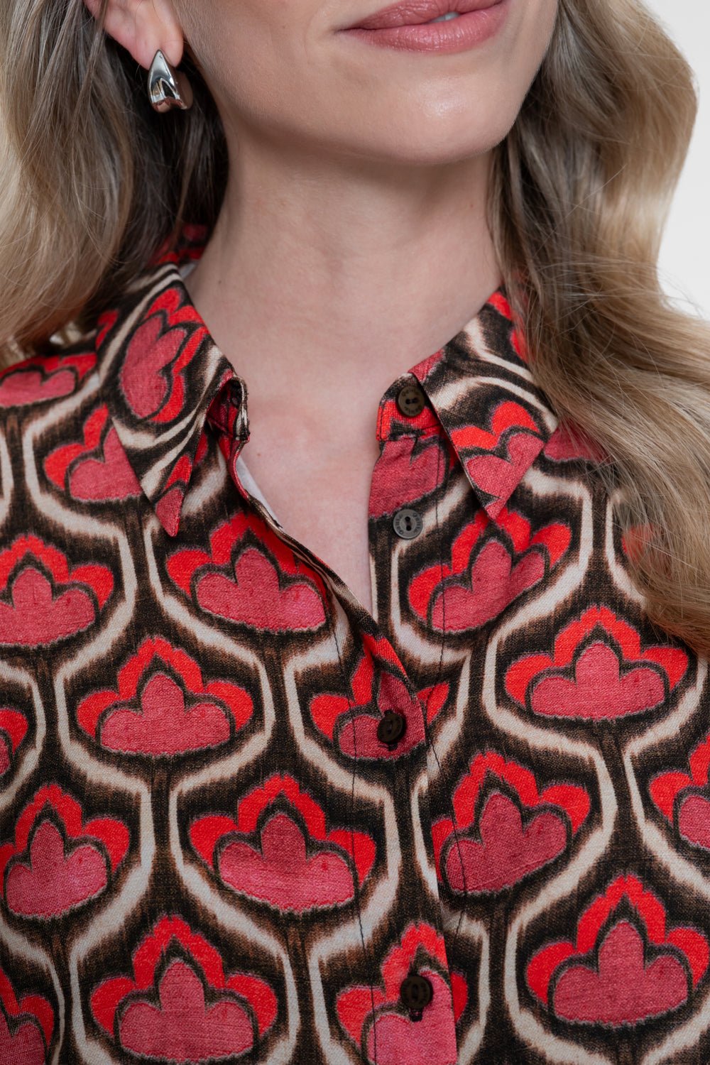 Blouse Retroprint Red/Brown - Castelijn mode