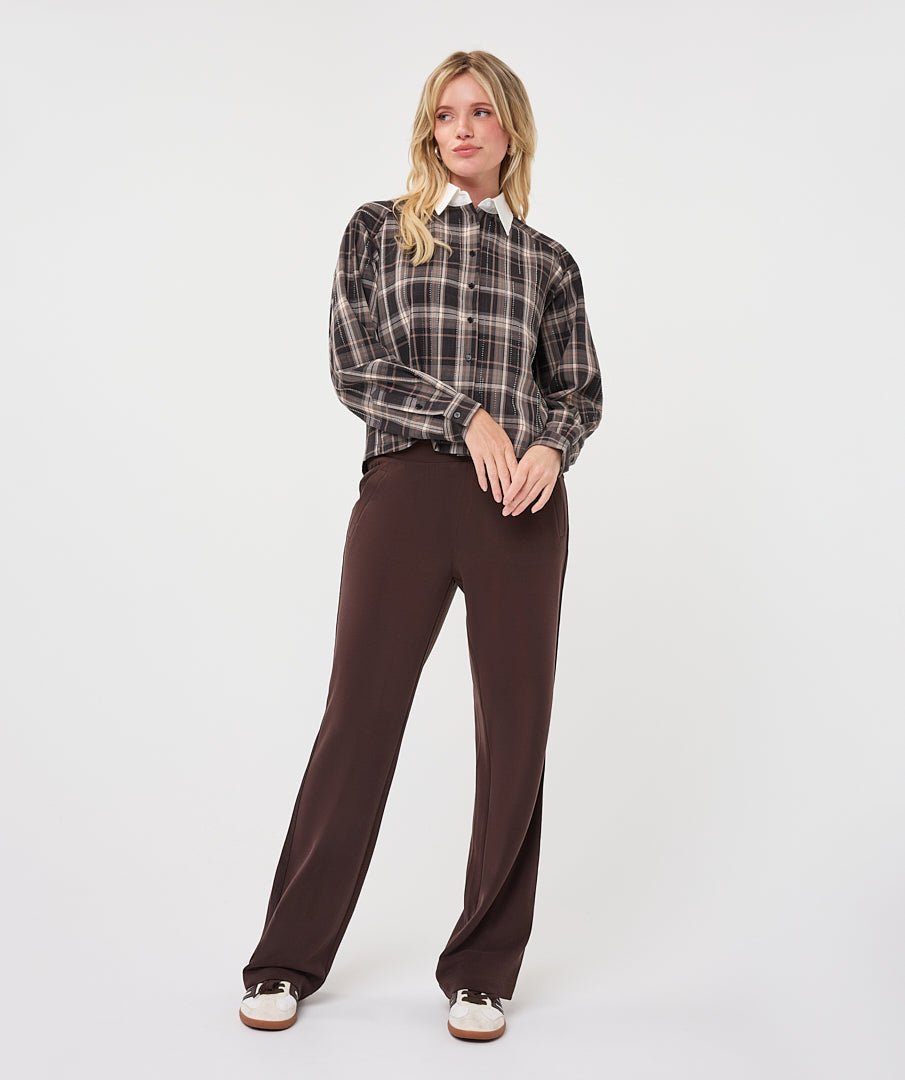 Blouse Ruit Strass Bruin - Castelijn mode