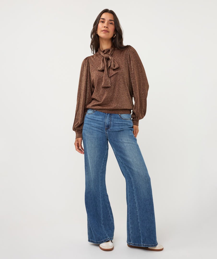 Blouse Strik Lurex Bruin - Castelijn mode