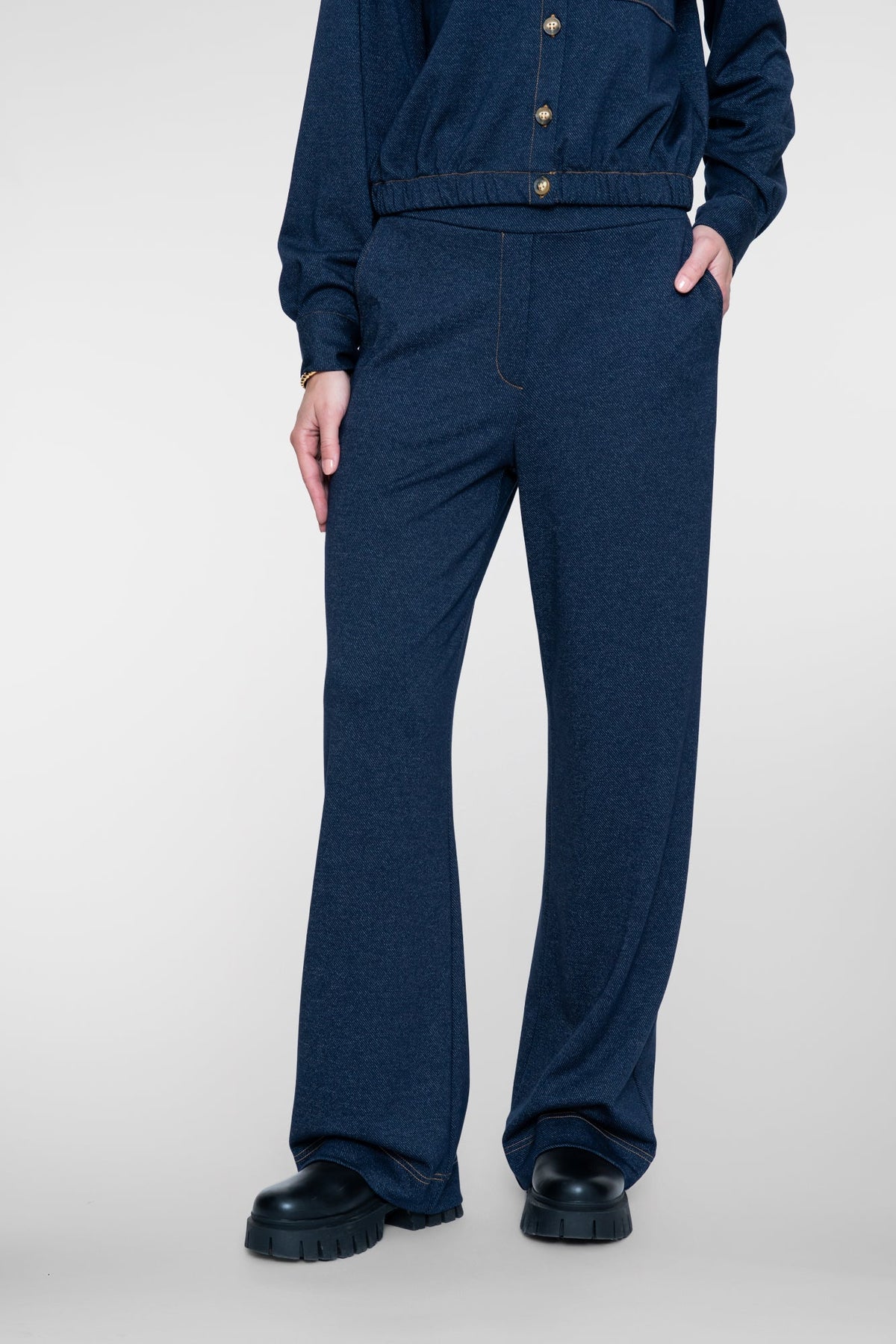 Broek Denimlook Donkerblauw - Castelijn mode