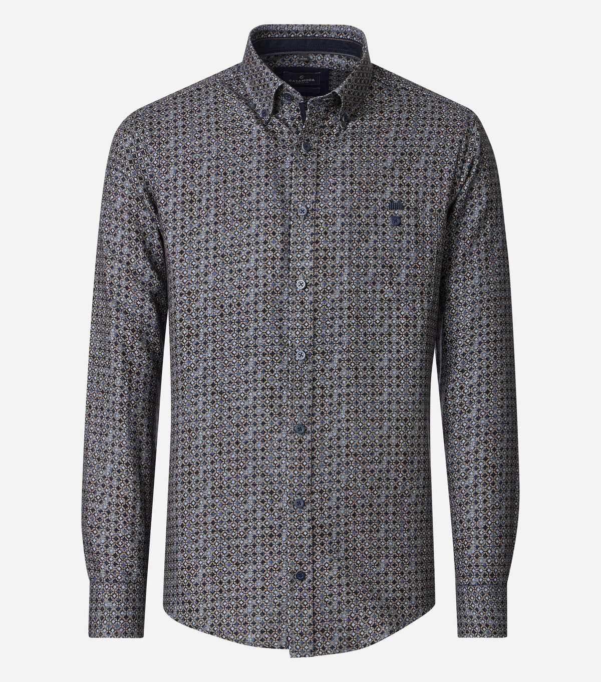 Overhemd Button Down Print Donkerblauw