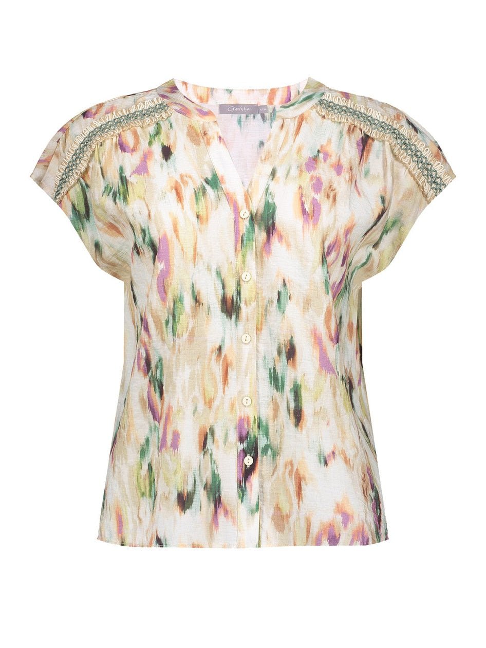 Dames Blouse Aqua/Sand - Castelijn mode