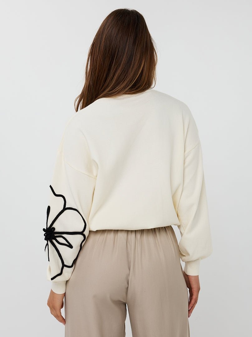 F25.02505 Sweater tape flower patch Off White - Castelijn mode