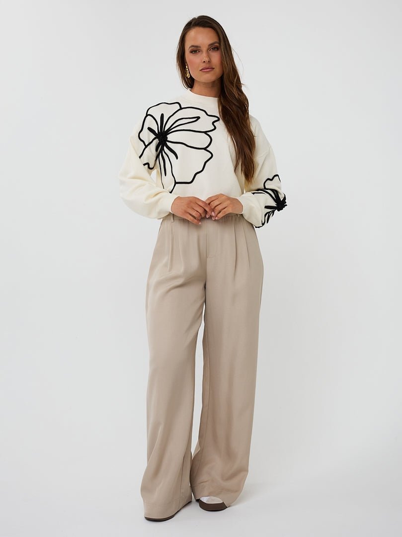 F25.02505 Sweater tape flower patch Off White - Castelijn mode