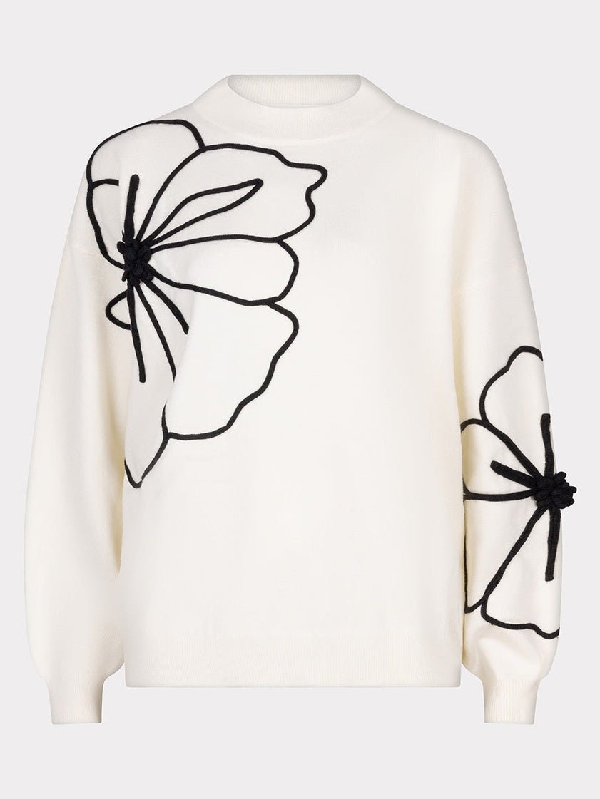 F25.02505 Sweater tape flower patch Off White - Castelijn mode