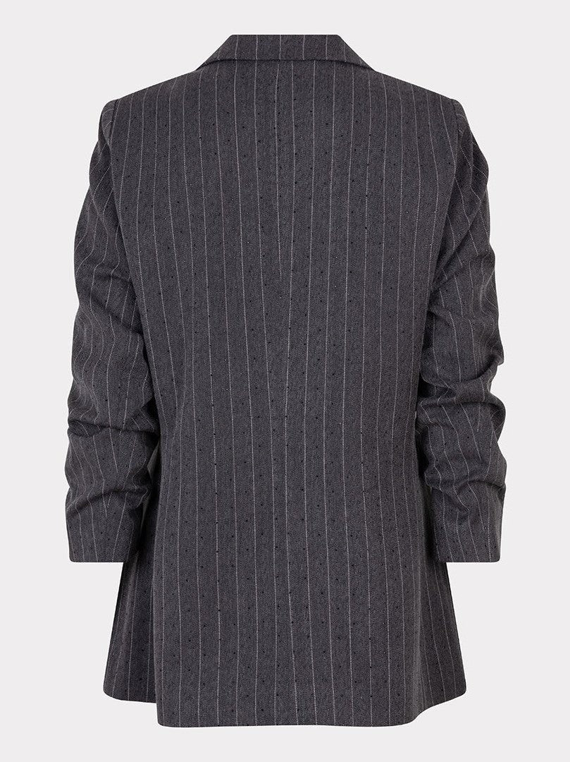 F25.10516 029 Blazer stripe studs dark grey melange - Castelijn mode
