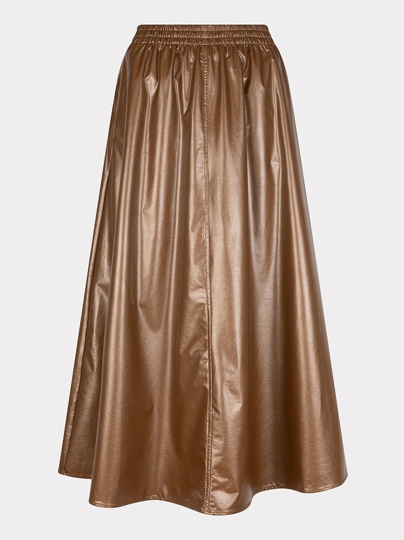 F25.11502 Skirt long Metallic PU bronze - Castelijn mode