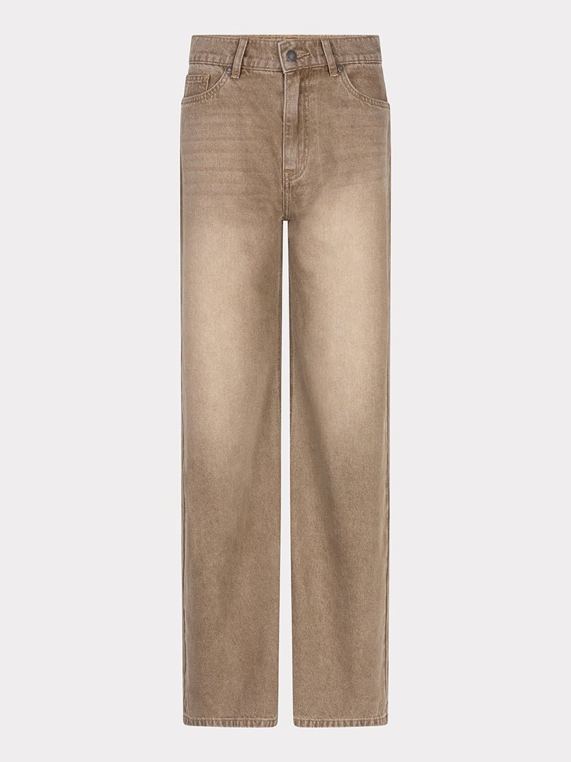 F25.12504 Trousers wide leg garment dye light caramel - Castelijn mode