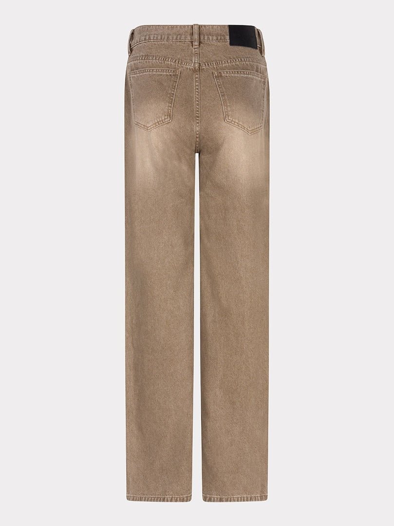 F25.12504 Trousers wide leg garment dye light caramel - Castelijn mode