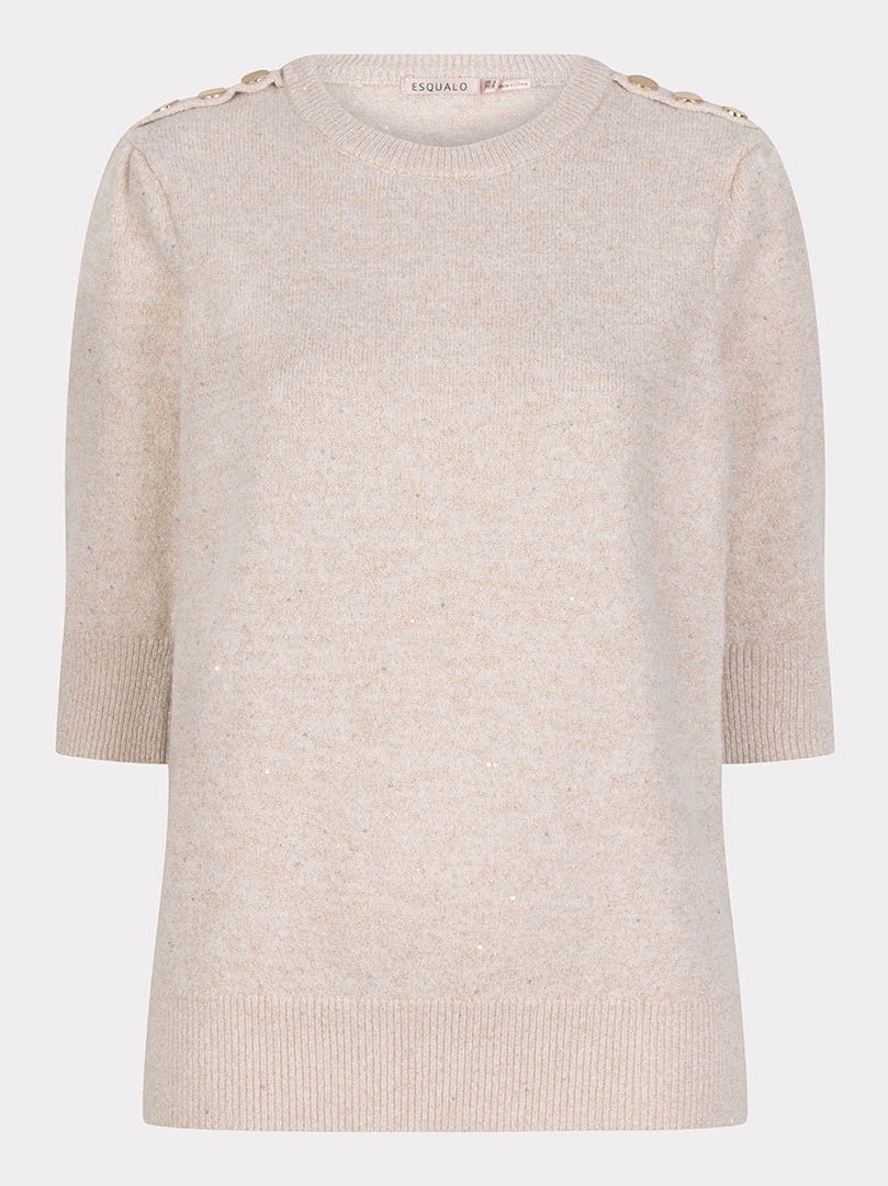 F25.27513 Sweater sequins s/slve gathering - Castelijn mode