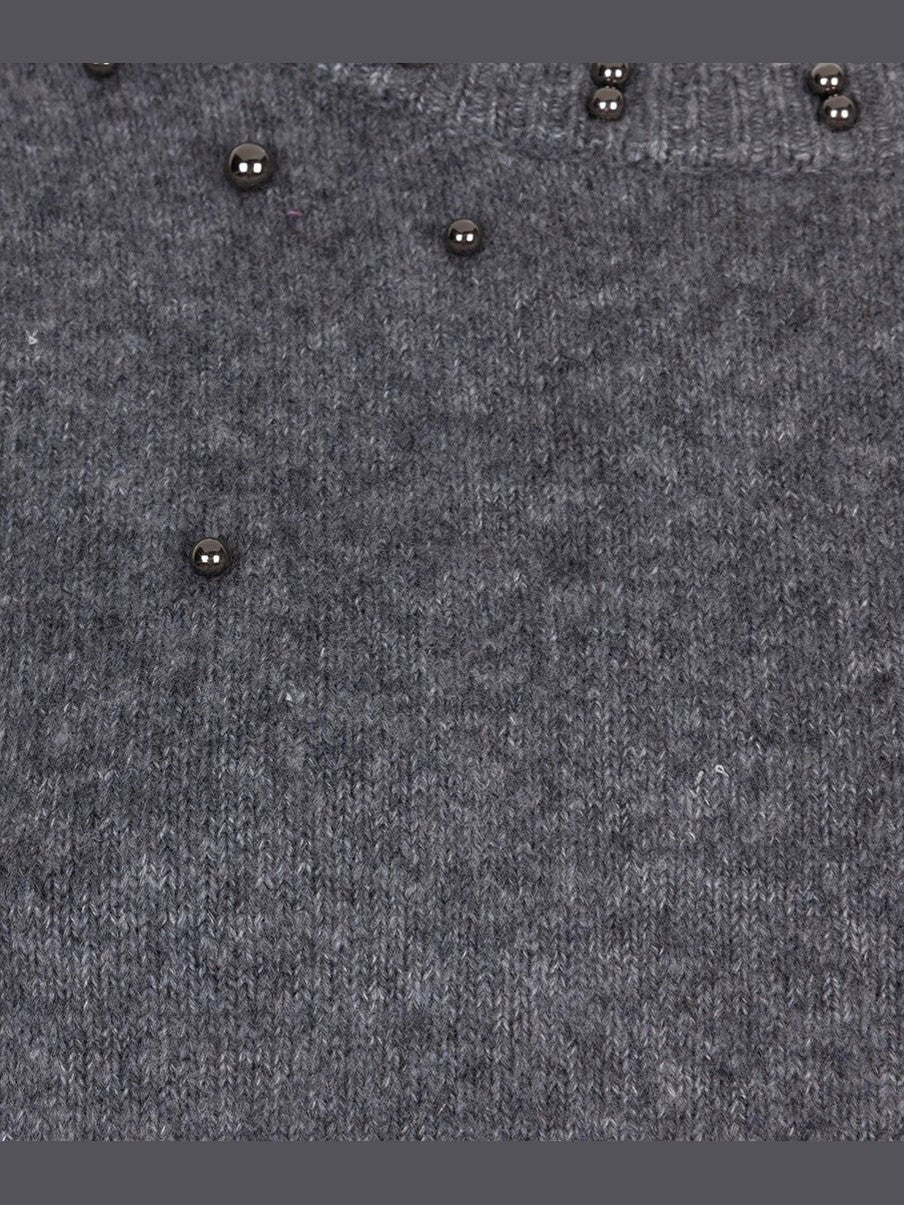 F25.27523 029 Sweater raglan pearls Dark grey melange - Castelijn mode