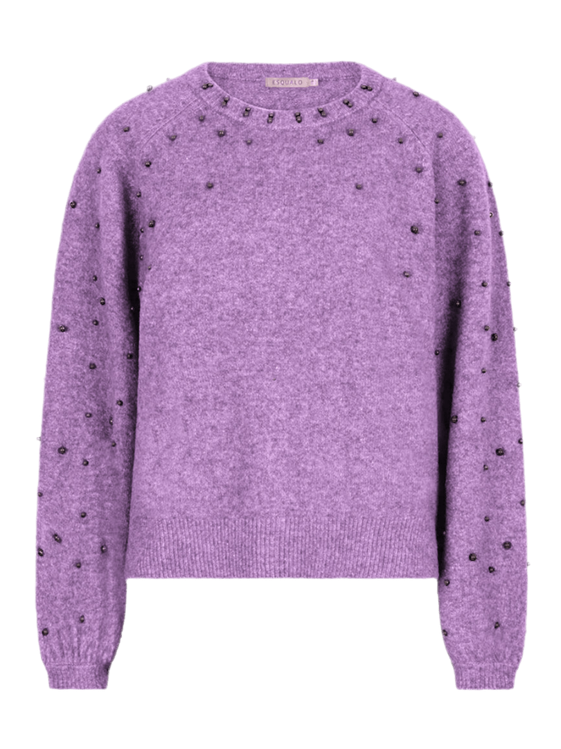 F25.27523 579 Sweater raglan pearls light violet - Castelijn mode