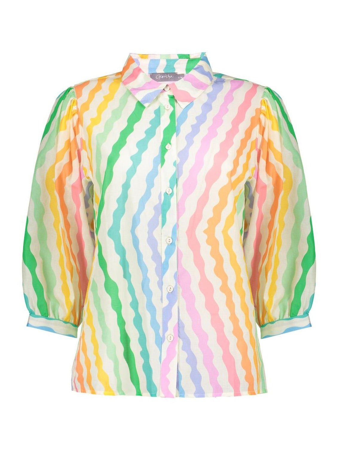 Geisha Blouse Off - White/Yellow/Coral - Castelijn mode