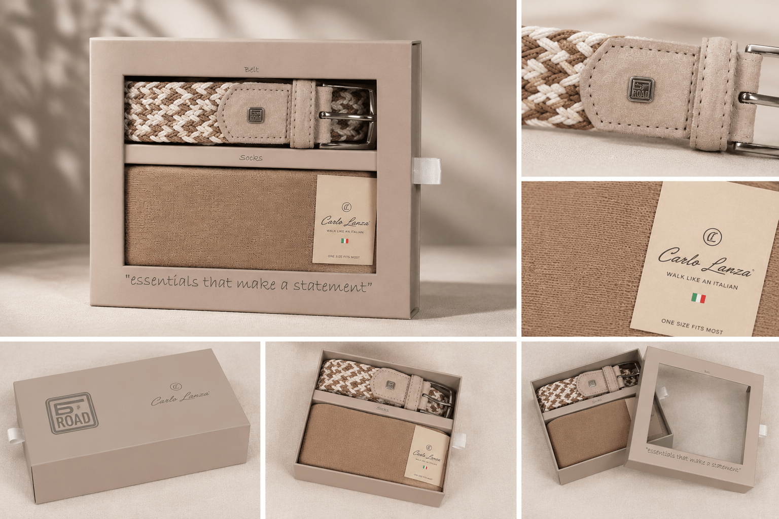 Gift Set Stretch Riem En Sokken beige - Castelijn mode