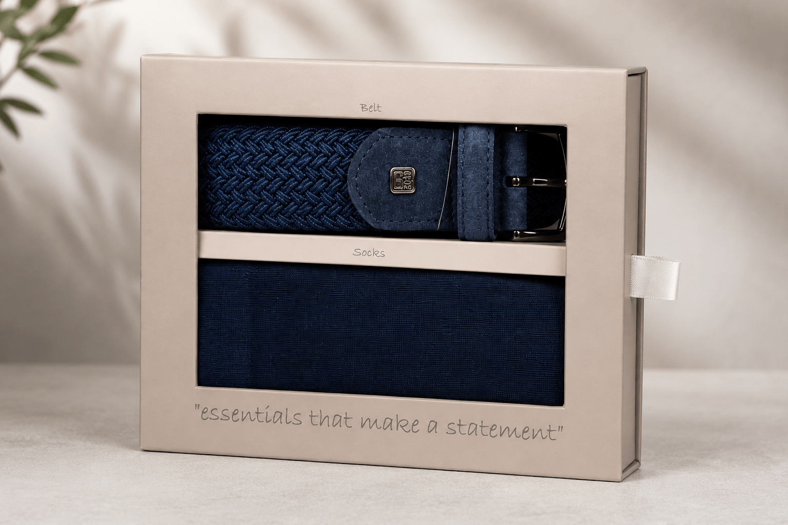 Gift Set Stretch Riem En Sokken donkerblauw - Castelijn mode