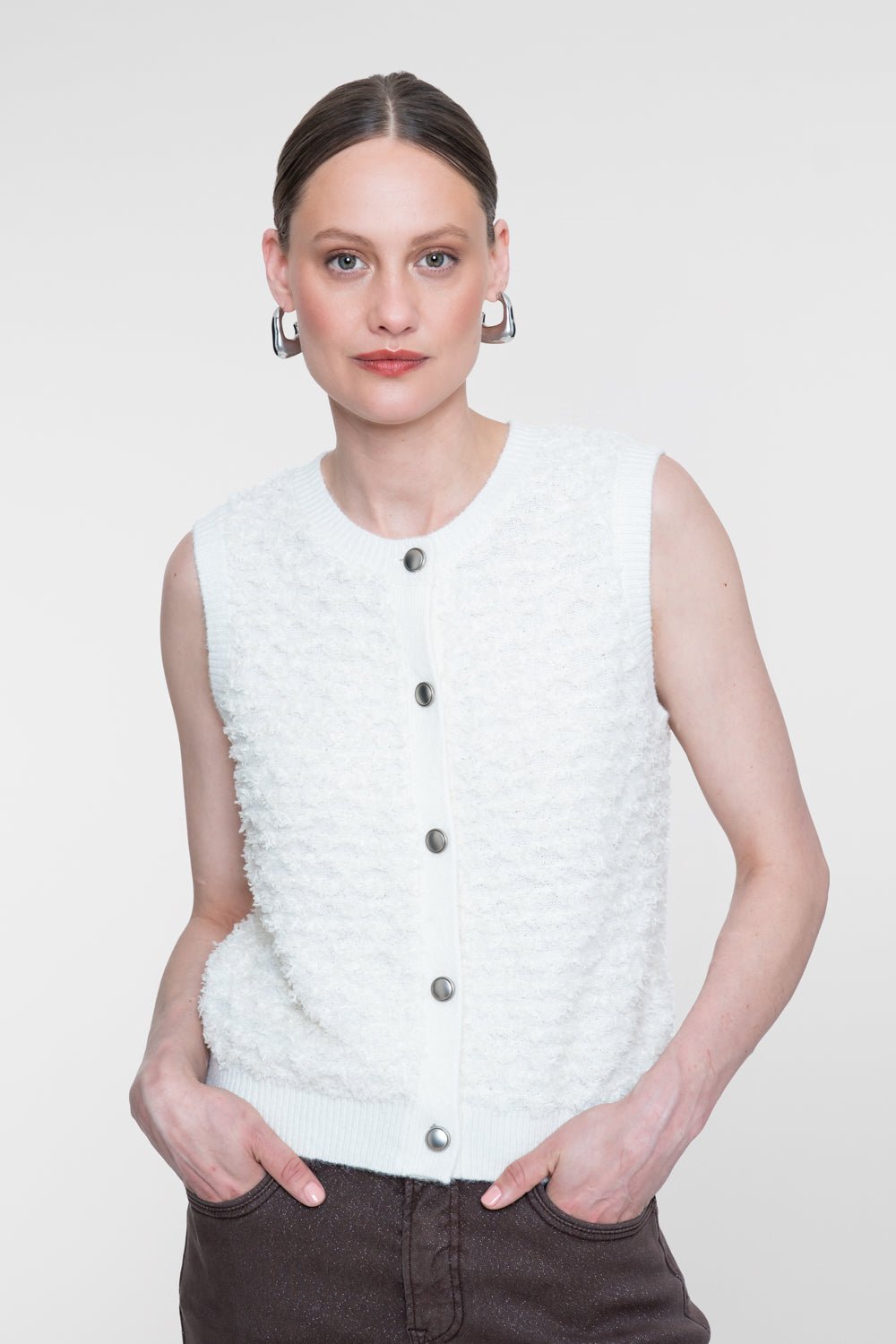 Gilet Bouclé Off White - Castelijn mode