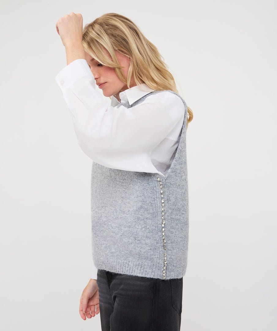 Gilet Strass Lichtgrijs - Castelijn mode