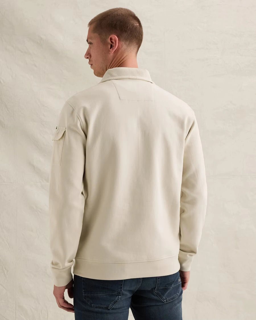 Half Zip Sweater Interlock Gebroken Wit - Castelijn mode
