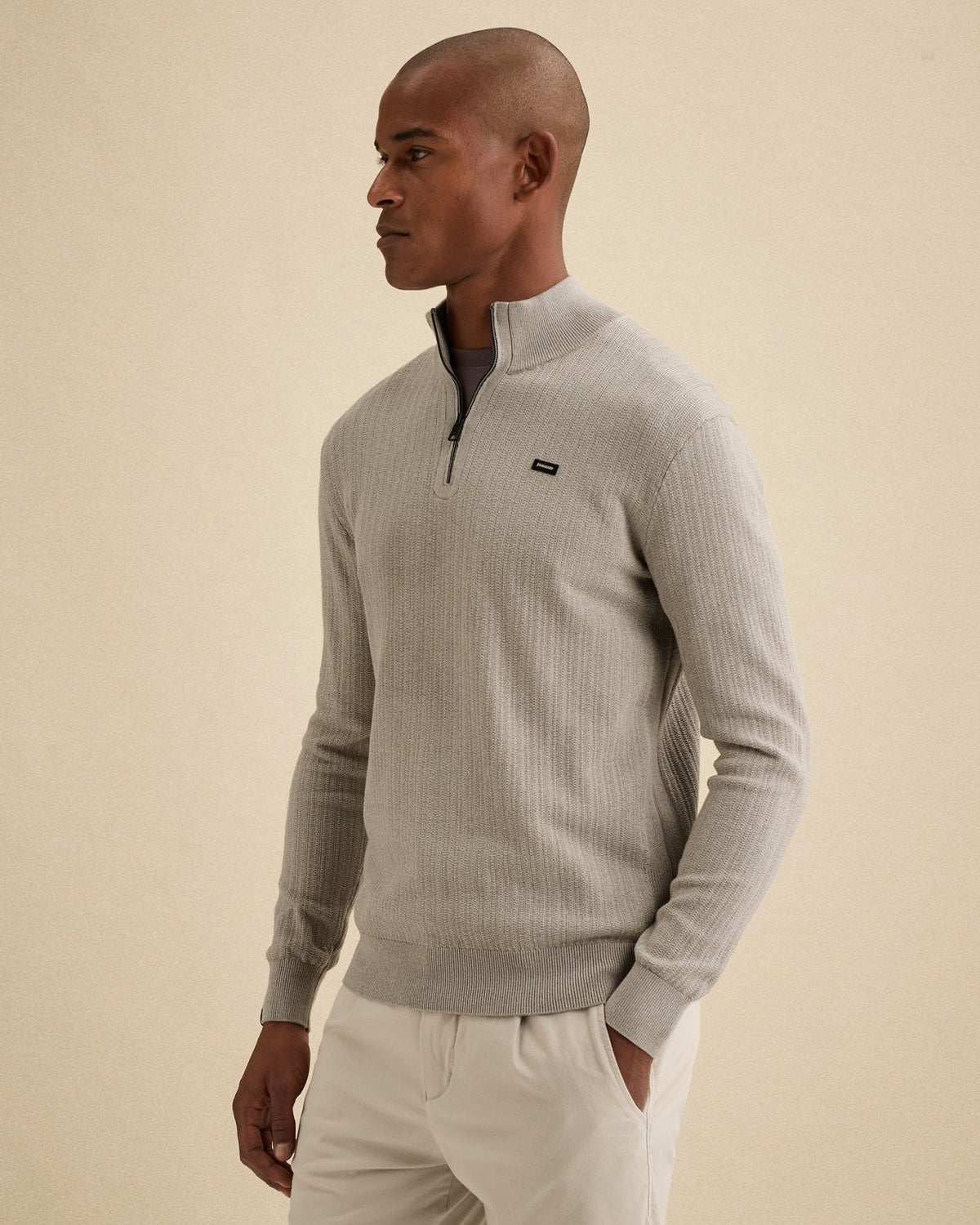 Half Zip Trui Beige - Castelijn mode
