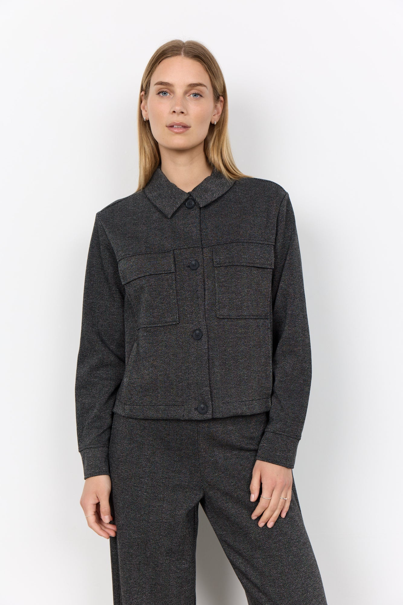 Hebe Overshirt Grijs Gemêleerd - Castelijn mode