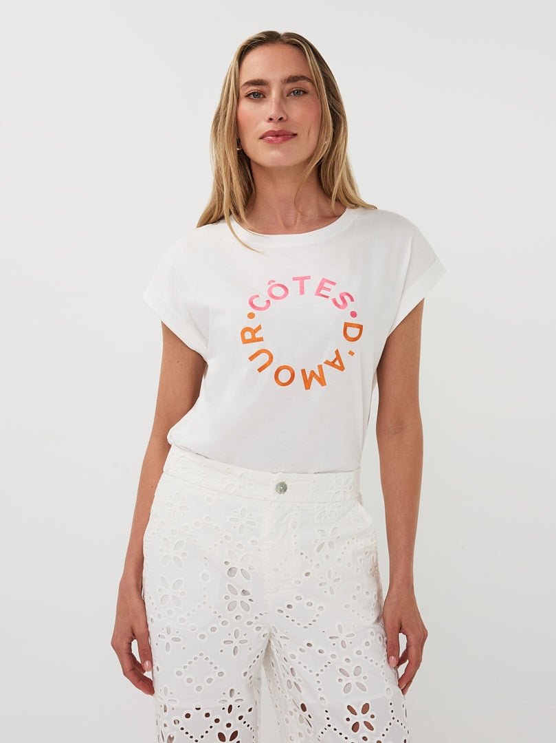 HS26.05204 T-Shirt Off White Print - Castelijn mode