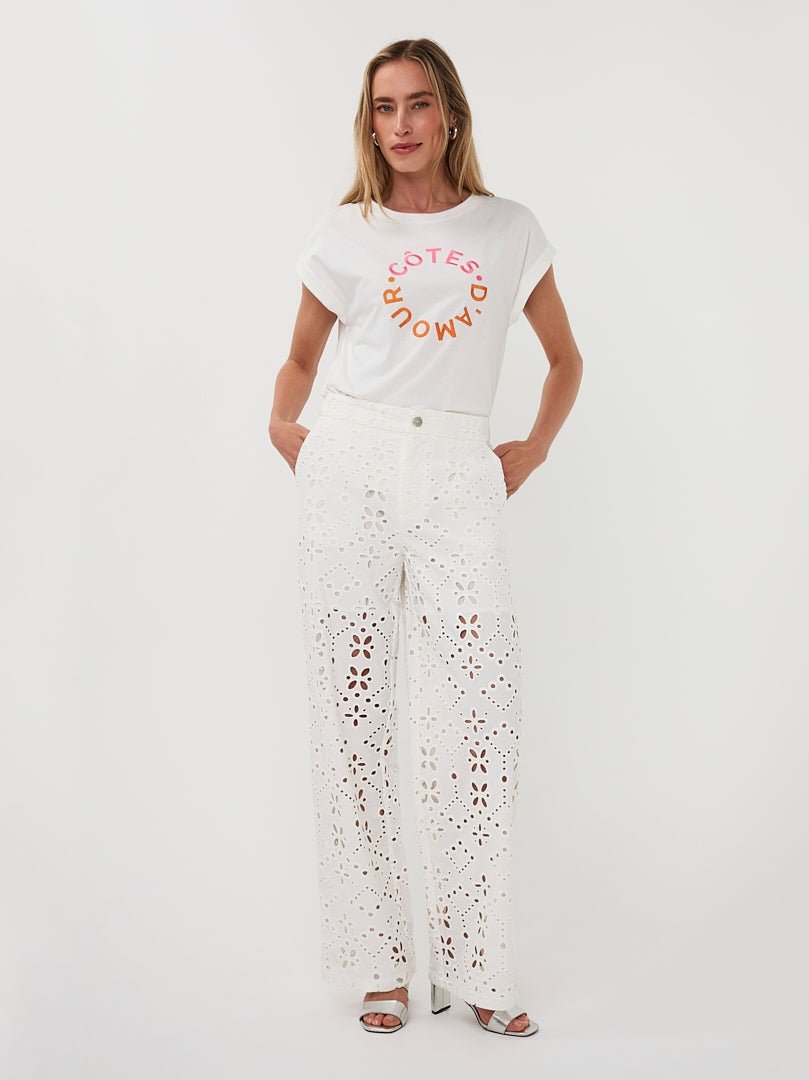 HS26.05204 T-Shirt Off White Print - Castelijn mode