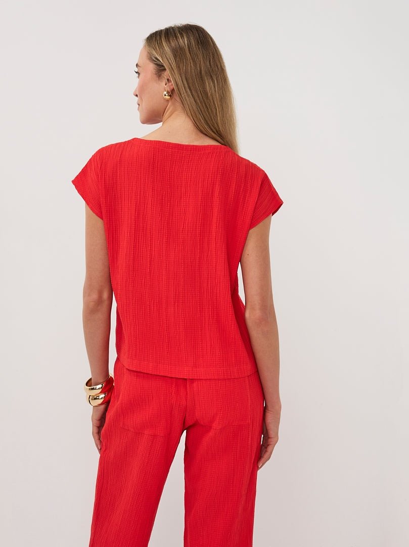 HS26.10234 Top Rood Crinkle - Castelijn mode