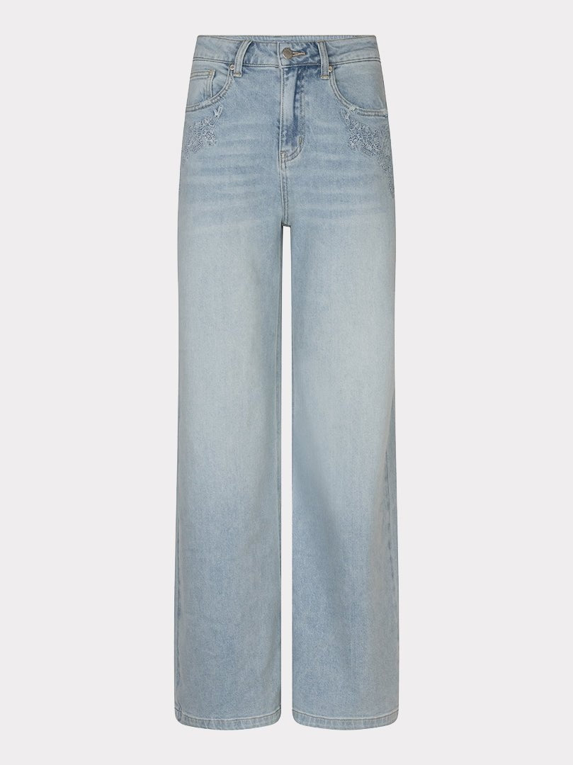 HS26.12203 Jeans Lichtblauw Borduursel - Castelijn mode