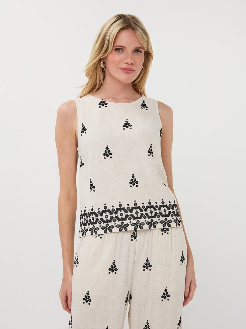 HS26.28200 Top Linnenmix Beige - Castelijn mode